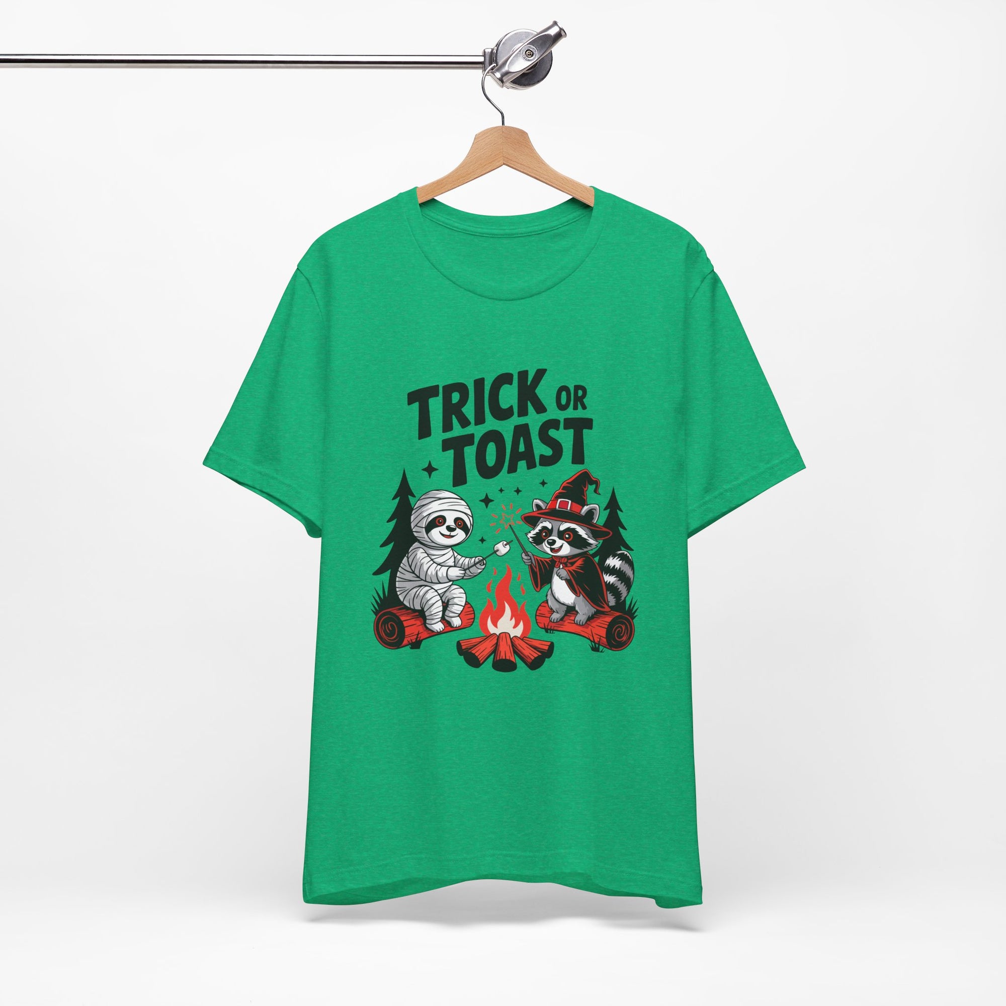 Graphic Tee for Outdoor Lovers - Trick or Toast Sloth & Raccoon, Perfect Fall Gift