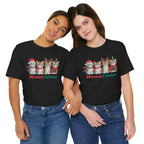 Meowy Catmas Short Sleeve Tee - Festive Cat Christmas T-Shirt