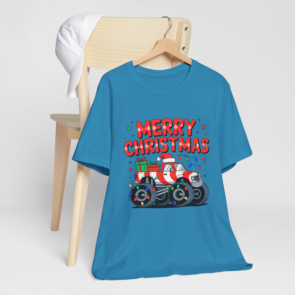 Merry Christmas Monster Truck  Festive Holiday Graphic Shirt