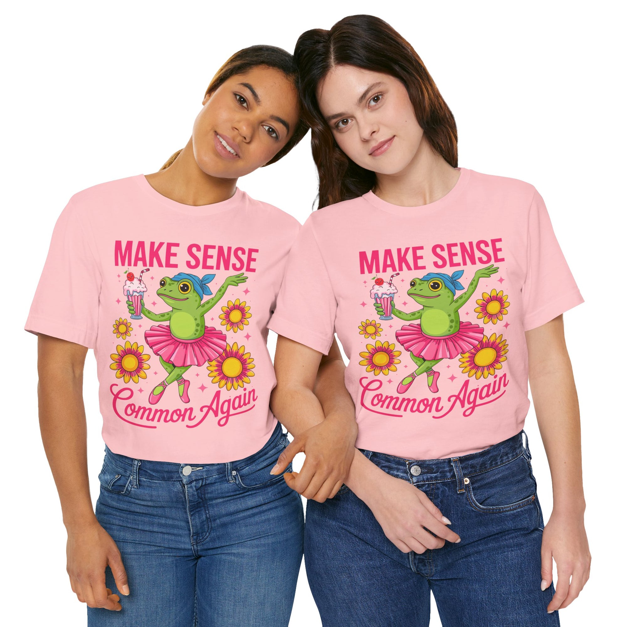 Make Sense Common Again T‑Shirt — Cute Dancing Frog Graphic Tee