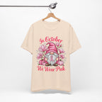 Breast Cancer Awareness Tee, Inspirational Gnome Shirt, October Activism Top, Unisex Casual Wear, Gift for Her, Comfort Tee, Support Pink