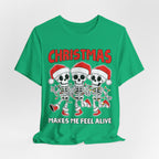 Skeleton Christmas Tee, Holiday Shirt, Unisex Christmas T-Shirt, Fun Winter Apparel, Party Outfit.