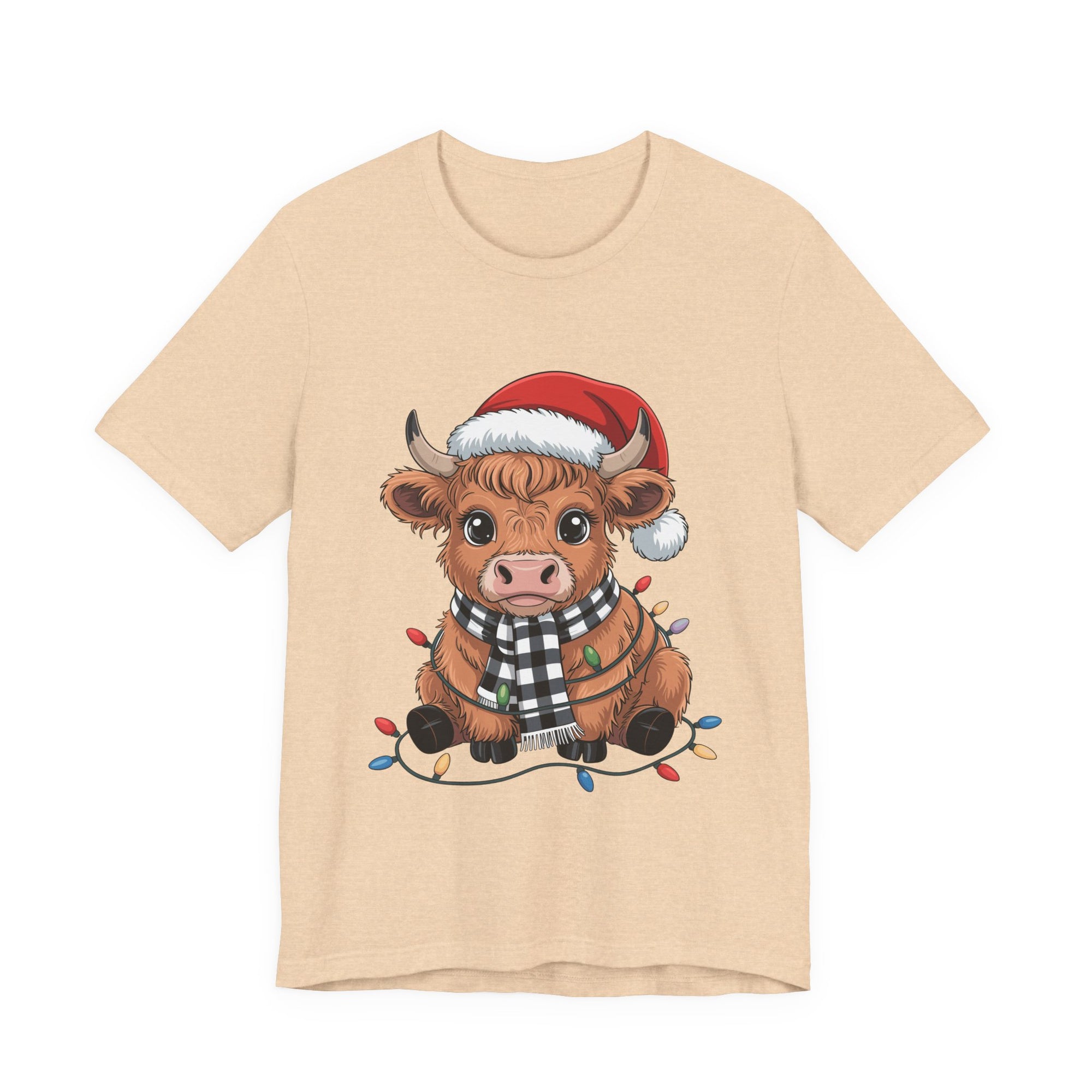Festive Cow Christmas Tee, Unisex Holiday Shirt, Cute Animal T-Shirt