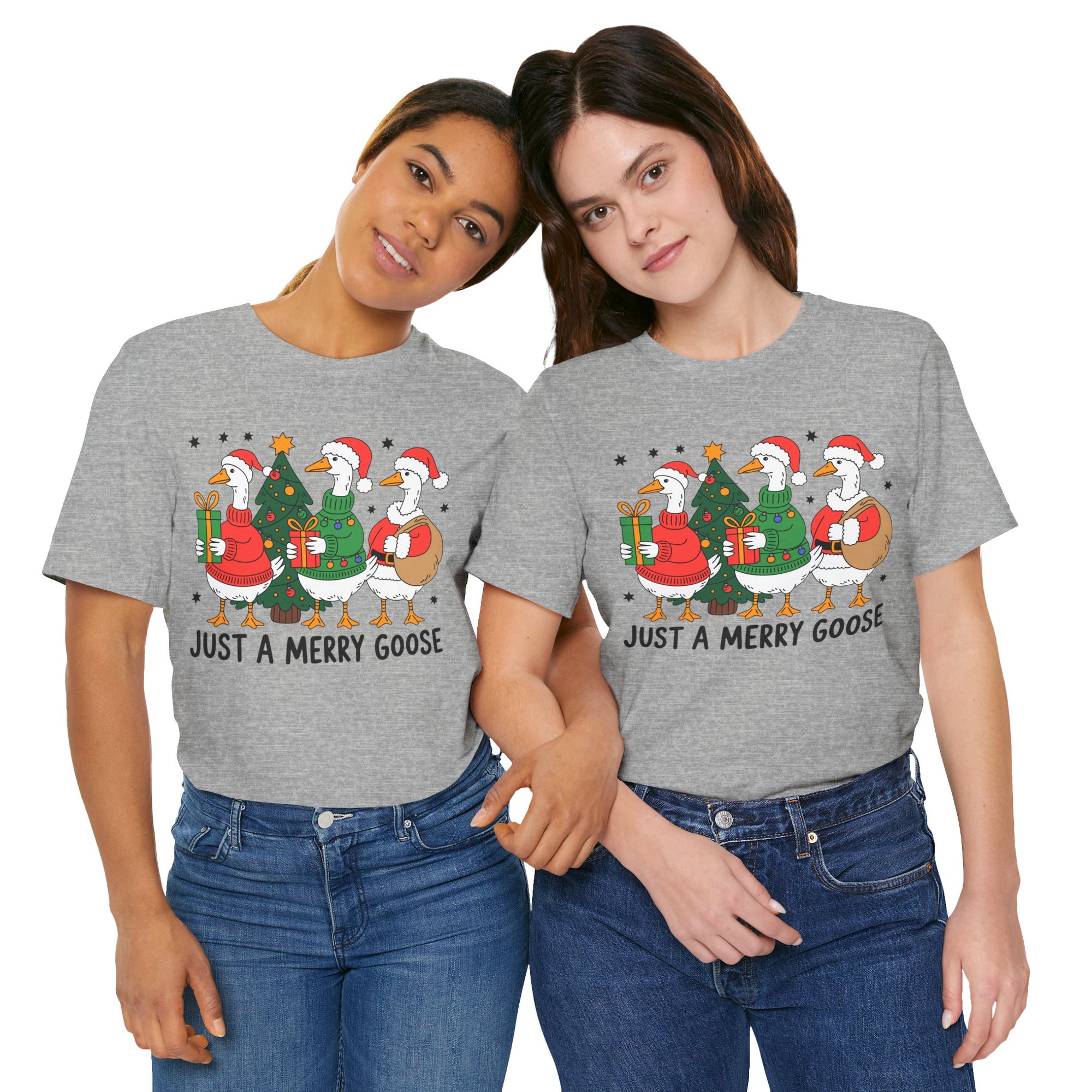 Festive Merry Goose T-Shirt, Christmas Tee, Holiday Apparel, Funny Gift, Unisex Tee, Seasonal Shirt