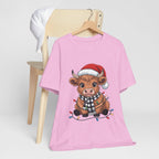 Festive Cow Christmas Tee, Unisex Holiday Shirt, Cute Animal T-Shirt