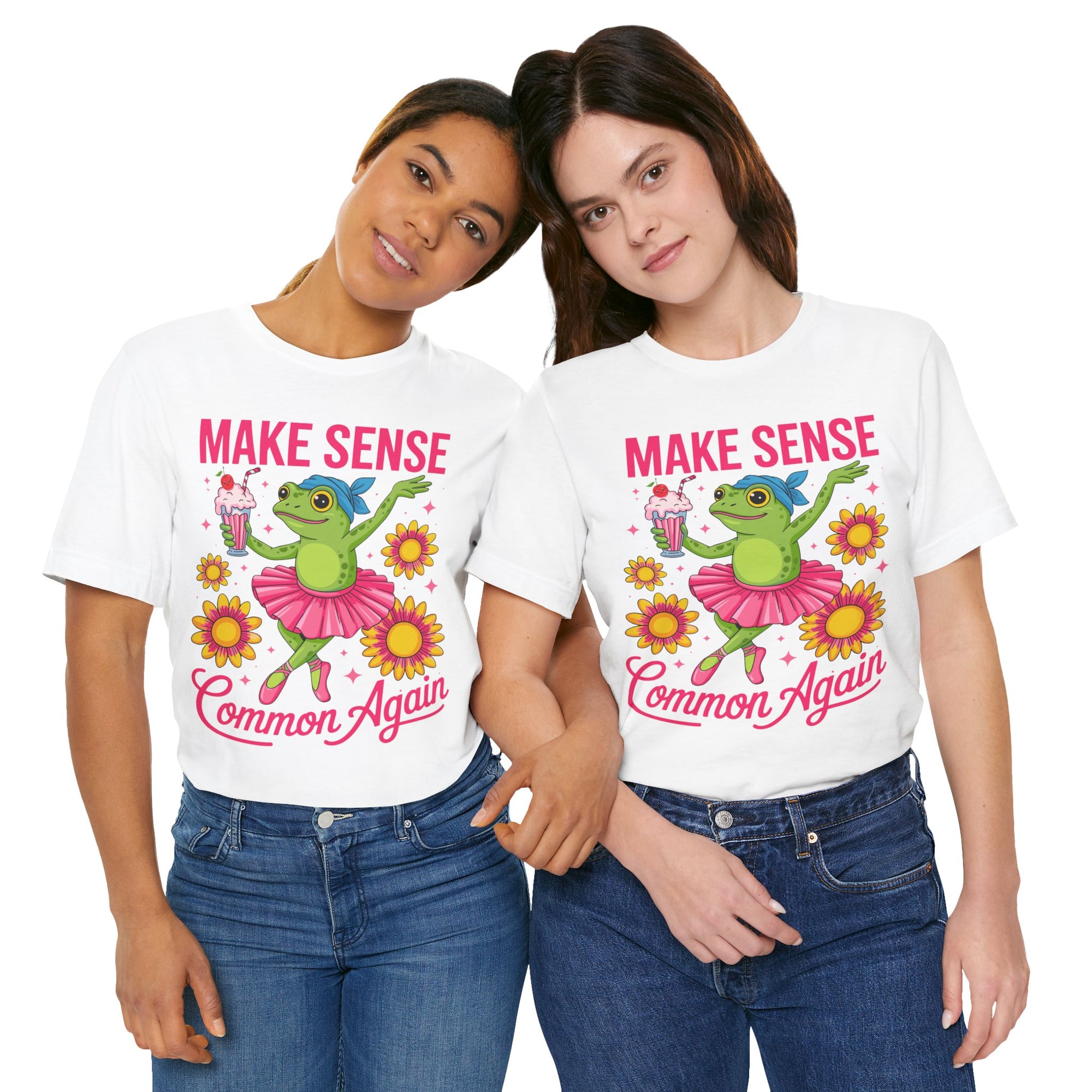 Make Sense Common Again T‑Shirt — Cute Dancing Frog Graphic Tee