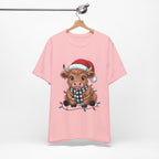 Festive Cow Christmas Tee, Unisex Holiday Shirt, Cute Animal T-Shirt