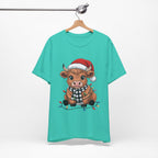Festive Cow Christmas Tee, Unisex Holiday Shirt, Cute Animal T-Shirt