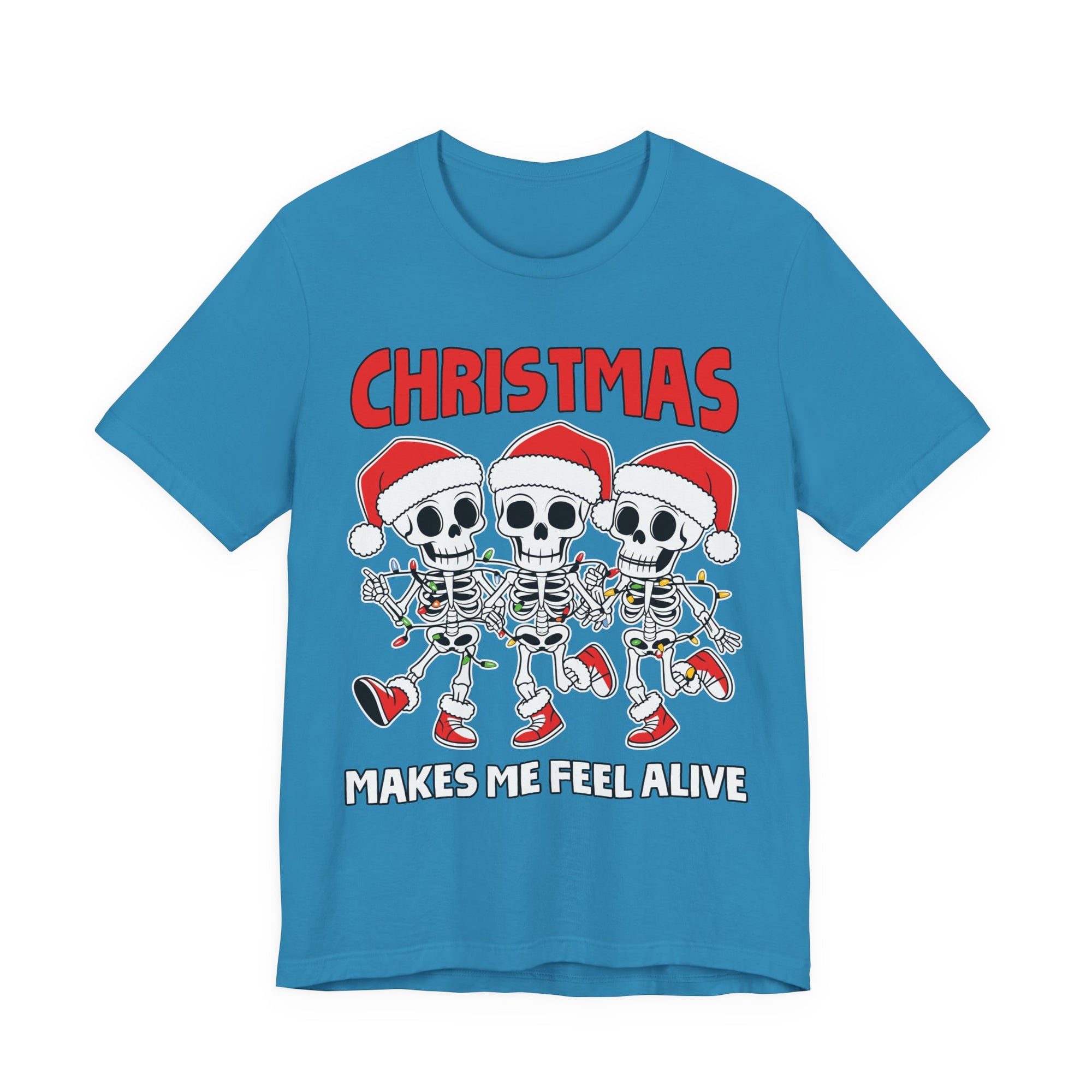 Skeleton Christmas Tee, Holiday Shirt, Unisex Christmas T-Shirt, Fun Winter Apparel, Party Outfit.
