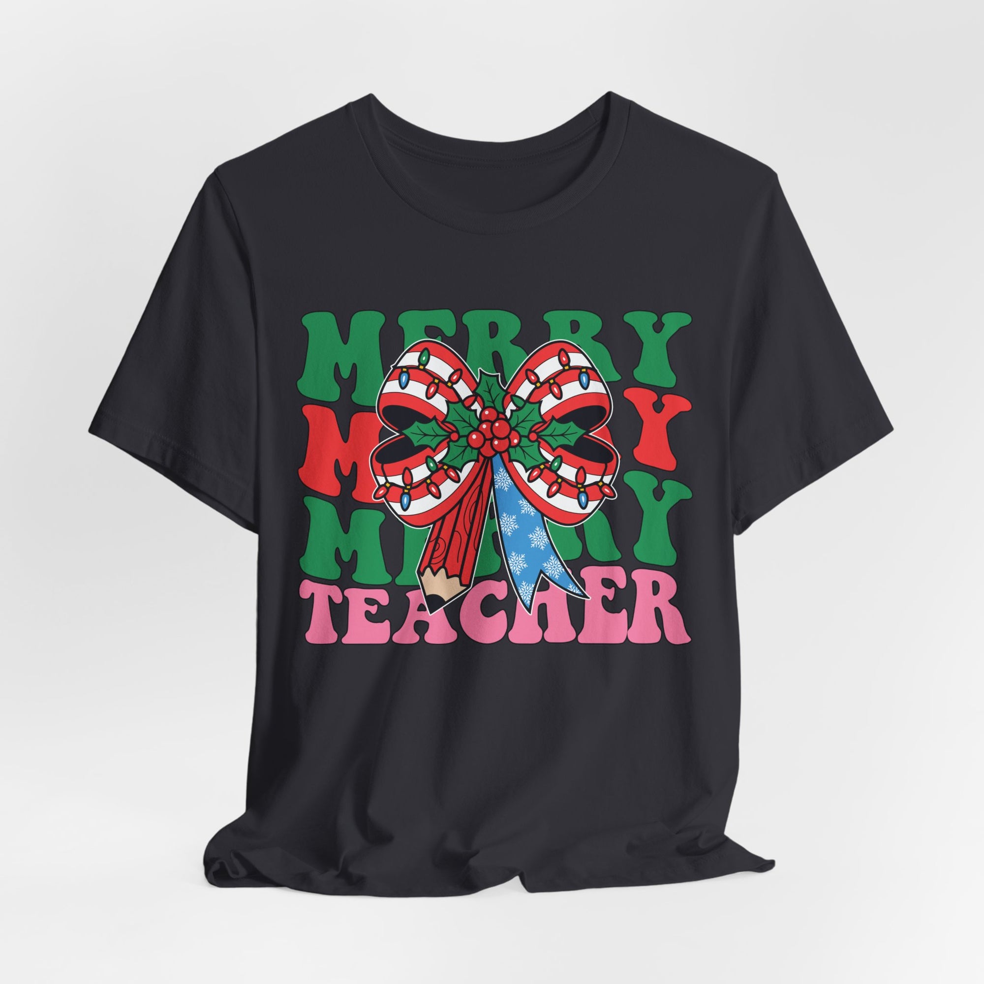 Merry Teacher T-Shirt | Cute Holiday Tee for Educators, Christmas Gift, Teacher Appreciation, Casual Wear, Festive Apparel