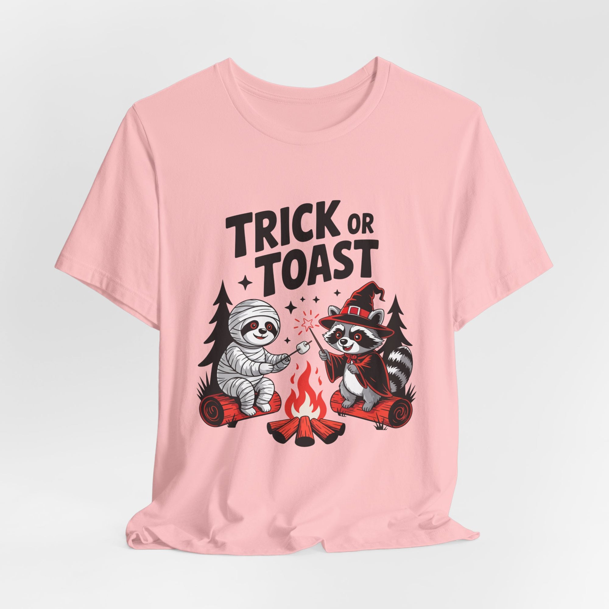 Graphic Tee for Outdoor Lovers - Trick or Toast Sloth & Raccoon, Perfect Fall Gift