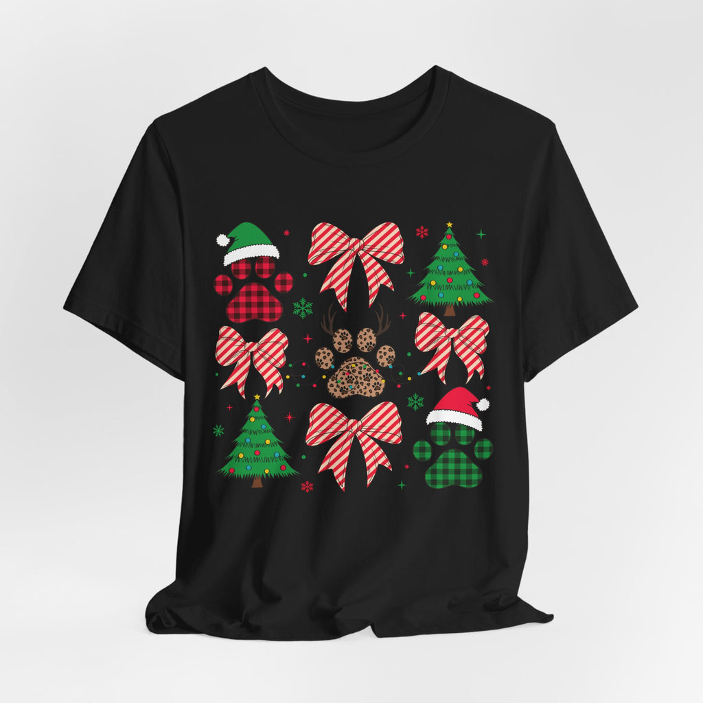 Festive Pet Lover Tee - Christmas Celebration Shirt, Holiday Gift for Dog Owners, Cute Winter Apparel, Paw Print T-Shirt, Unisex
