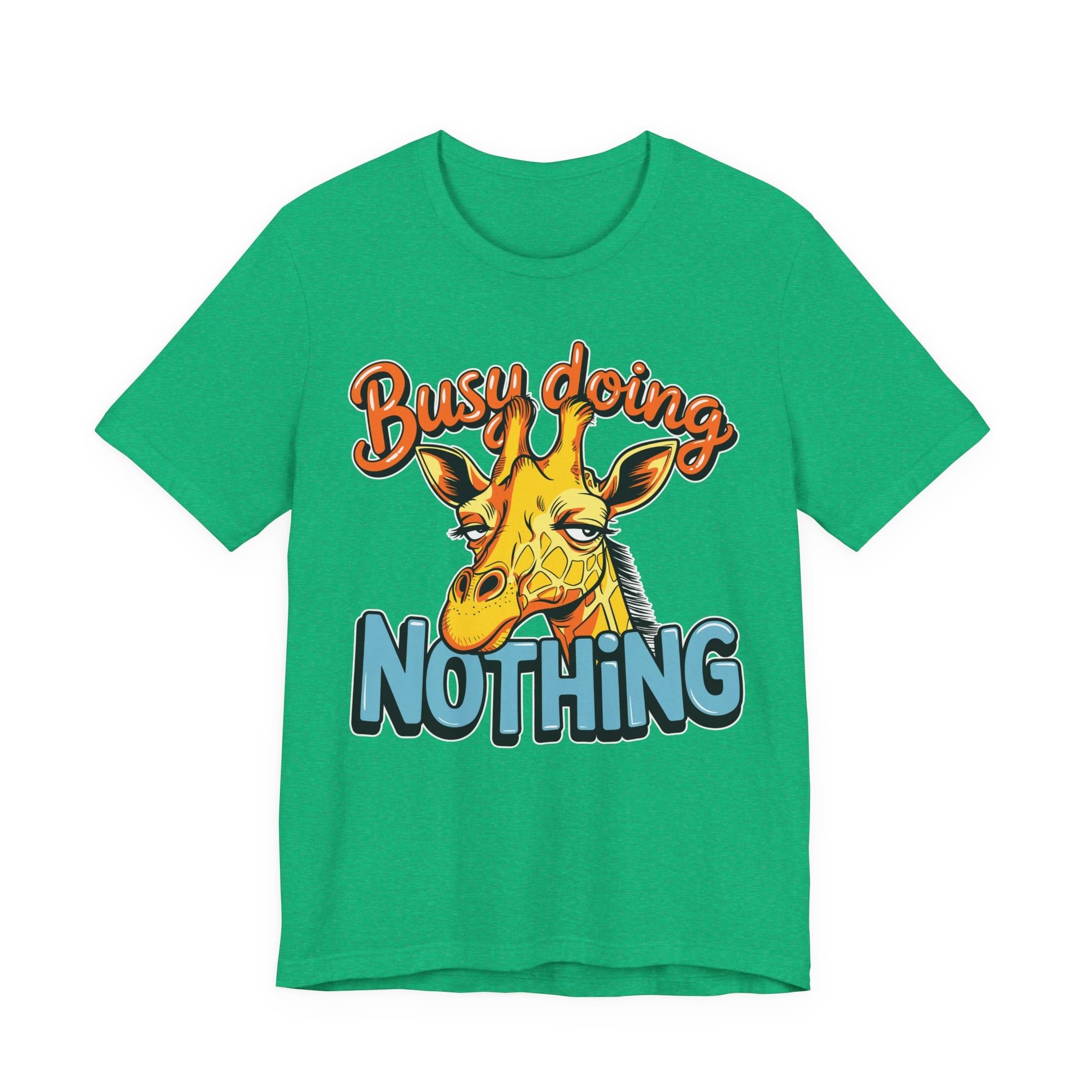 Funny Giraffe Busy Doing Nothing Lazy Animal Cartoon Design Unisex Jersey Short Sleeve Tee