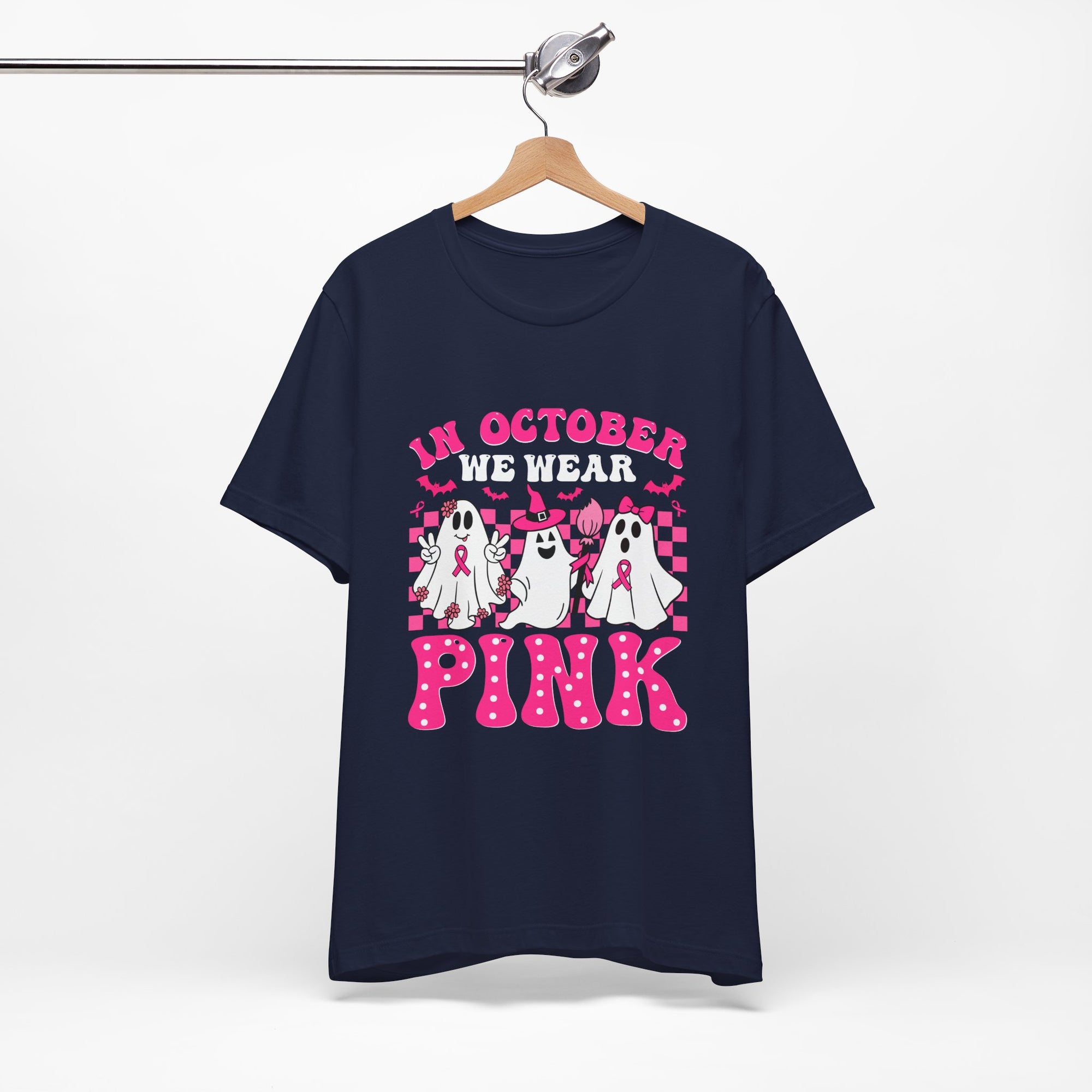 Pink Ghosts October Tee, Halloween Shirt, Unisex T-shirt
