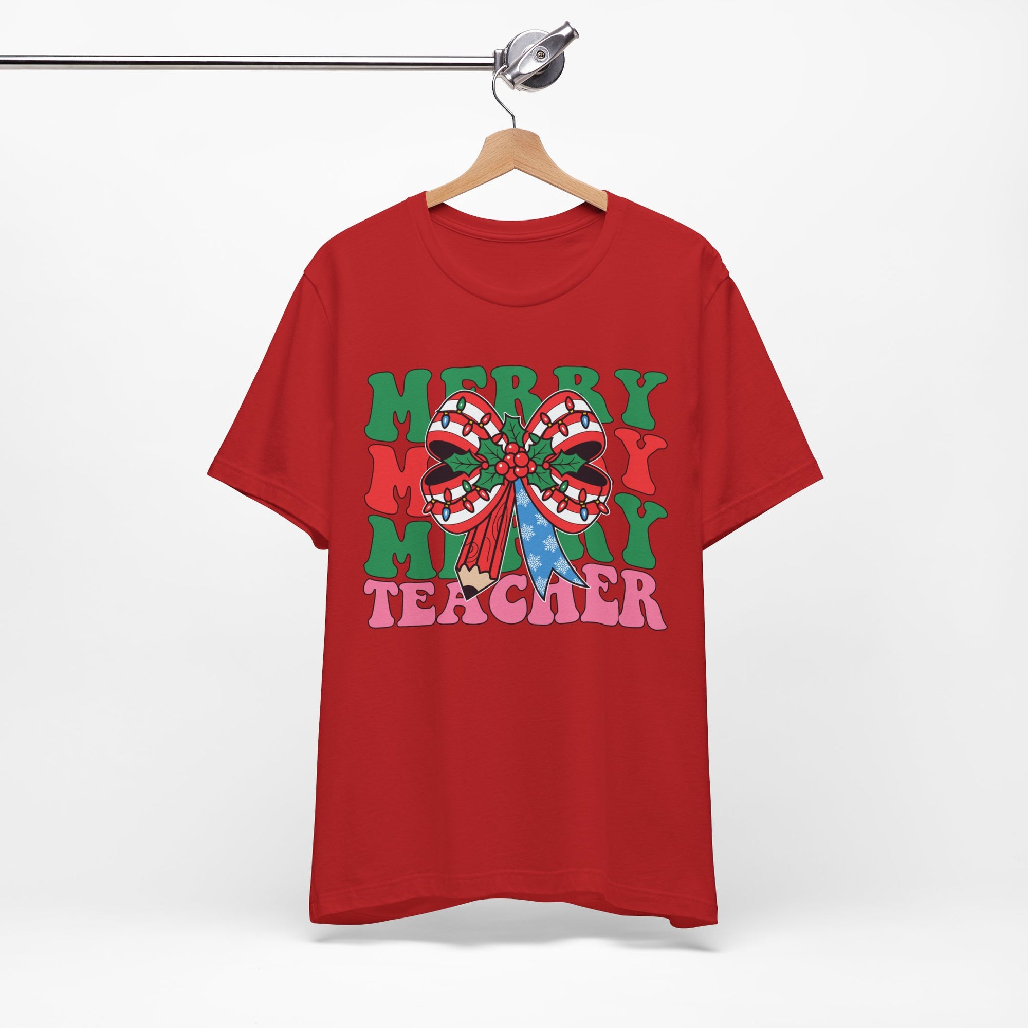 Merry Teacher T-Shirt | Cute Holiday Tee for Educators, Christmas Gift, Teacher Appreciation, Casual Wear, Festive Apparel