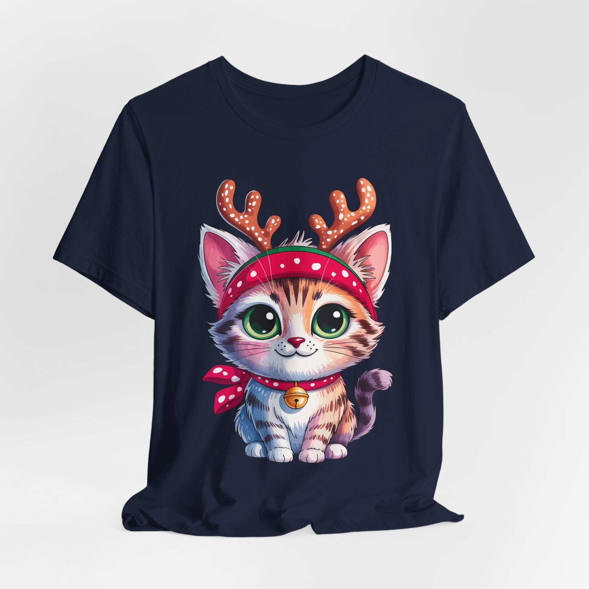 Cute Cat Holiday Tee Shirt, Unisex Cat Lover Gift, Christmas T-Shirt, Animal Graphic Tee, Fun Holiday Apparel