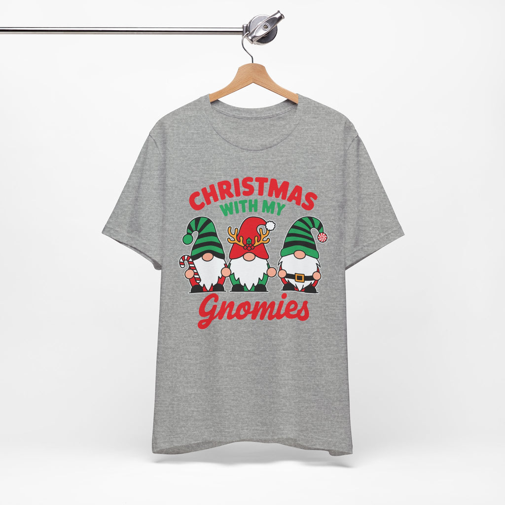 Christmas with My Gnomies Unisex Tee, Holiday Shirt, Christmas Gift, Gnome Tee, Festive Apparel, Cute Christmas T-Shirt
