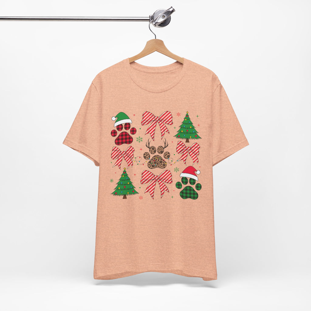 Festive Pet Lover Tee - Christmas Celebration Shirt, Holiday Gift for Dog Owners, Cute Winter Apparel, Paw Print T-Shirt, Unisex