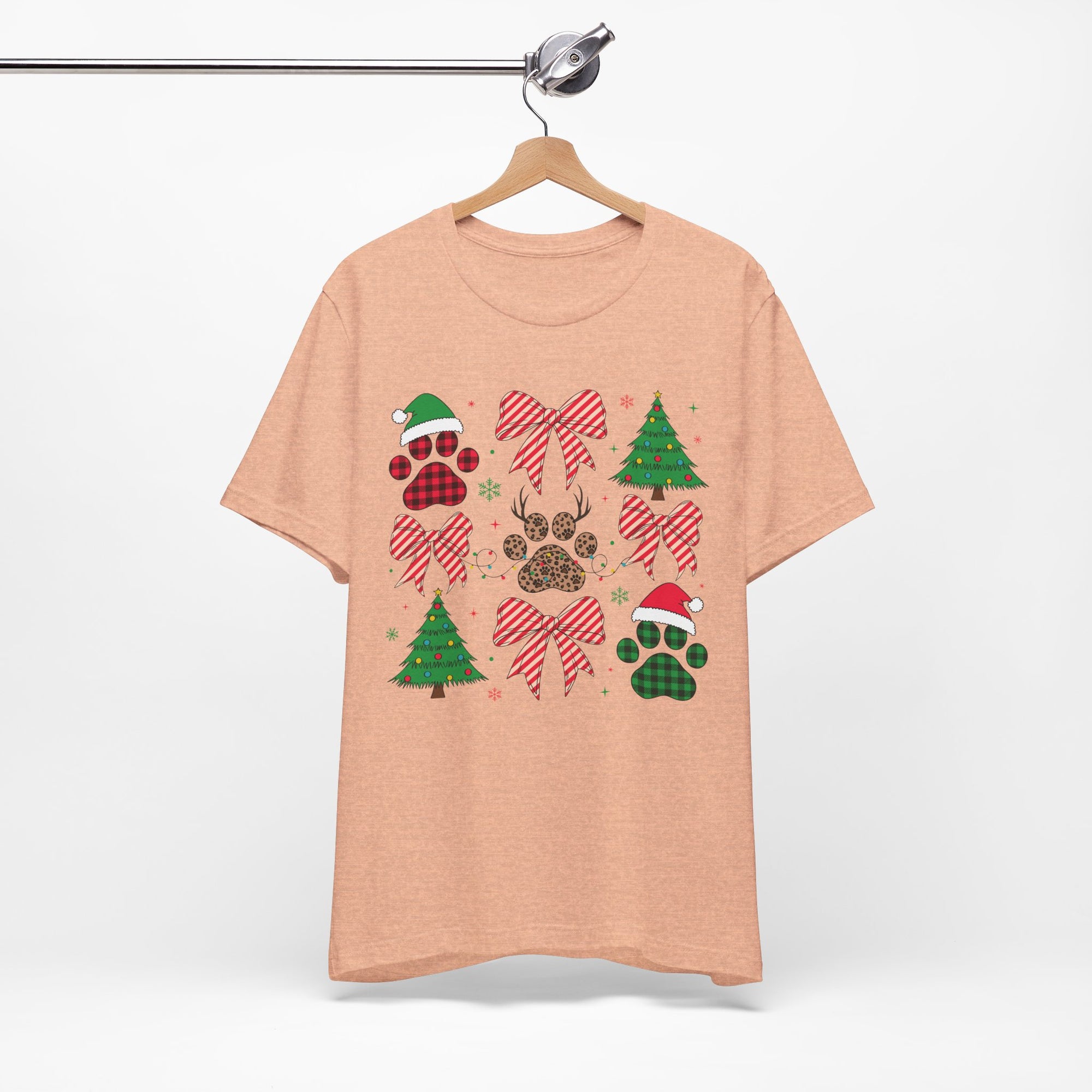 Festive Pet Lover Tee - Christmas Celebration Shirt, Holiday Gift for Dog Owners, Cute Winter Apparel, Paw Print T-Shirt, Unisex