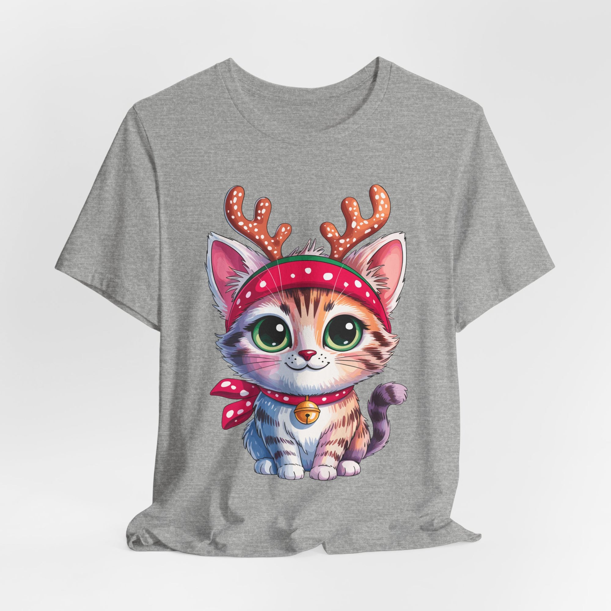 Cute Cat Holiday Tee Shirt, Unisex Cat Lover Gift, Christmas T-Shirt, Animal Graphic Tee, Fun Holiday Apparel