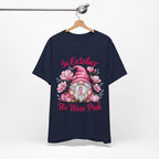 Breast Cancer Awareness Tee, Inspirational Gnome Shirt, October Activism Top, Unisex Casual Wear, Gift for Her, Comfort Tee, Support Pink