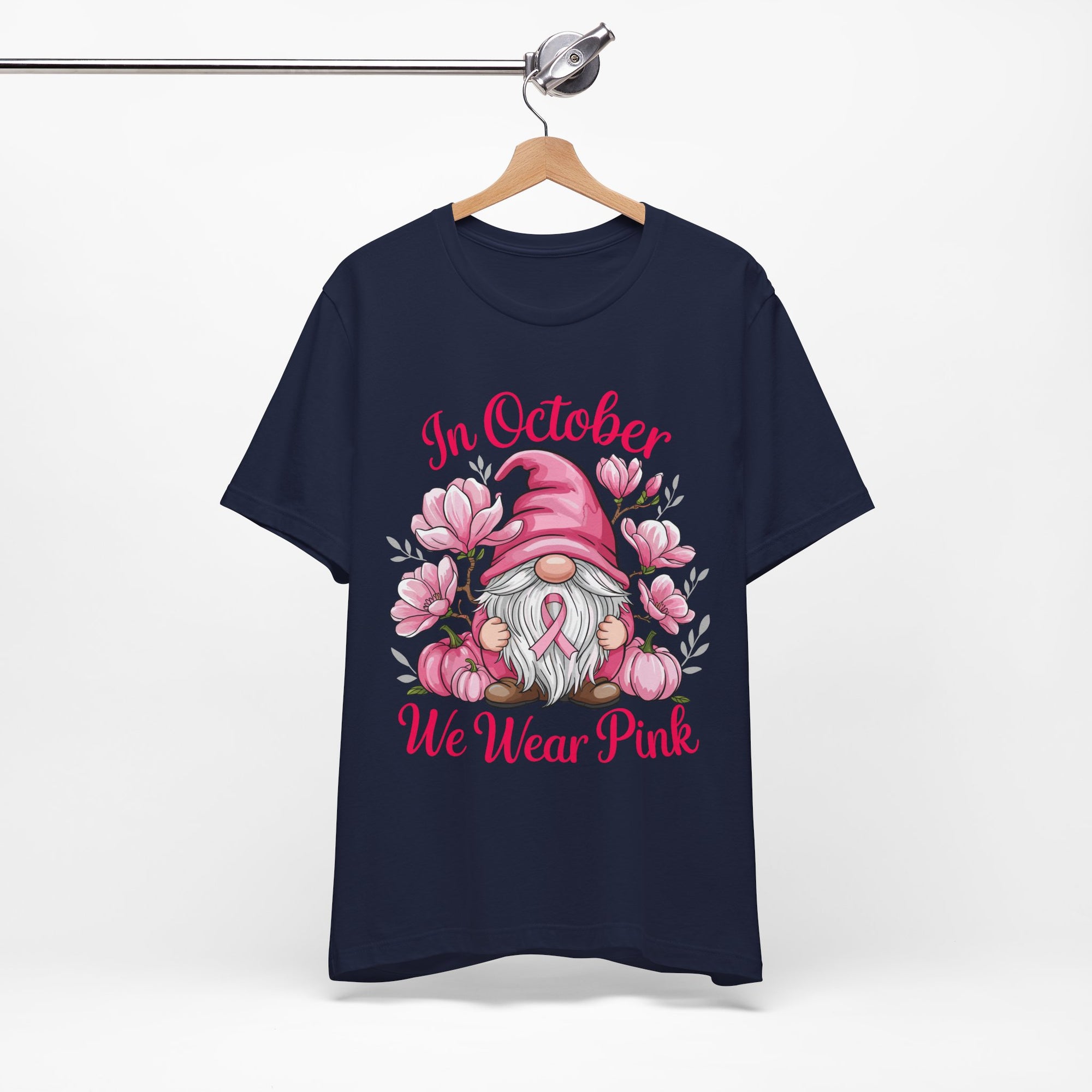Breast Cancer Awareness Tee, Inspirational Gnome Shirt, October Activism Top, Unisex Casual Wear, Gift for Her, Comfort Tee, Support Pink