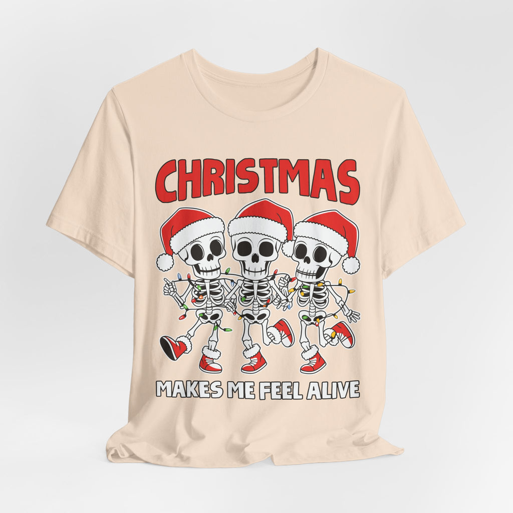 Skeleton Christmas Tee, Holiday Shirt, Unisex Christmas T-Shirt, Fun Winter Apparel, Party Outfit.
