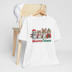 Meowy Catmas Short Sleeve Tee - Festive Cat Christmas T-Shirt
