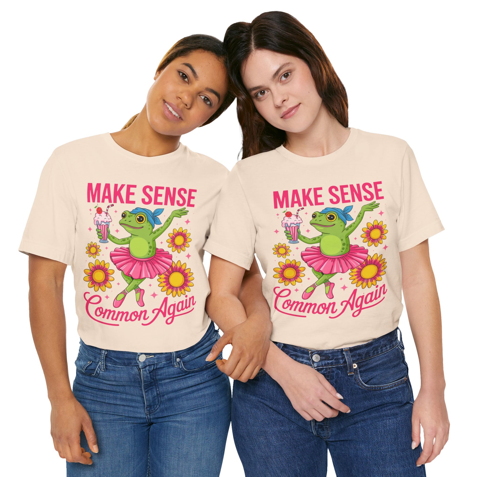 Make Sense Common Again T‑Shirt — Cute Dancing Frog Graphic Tee