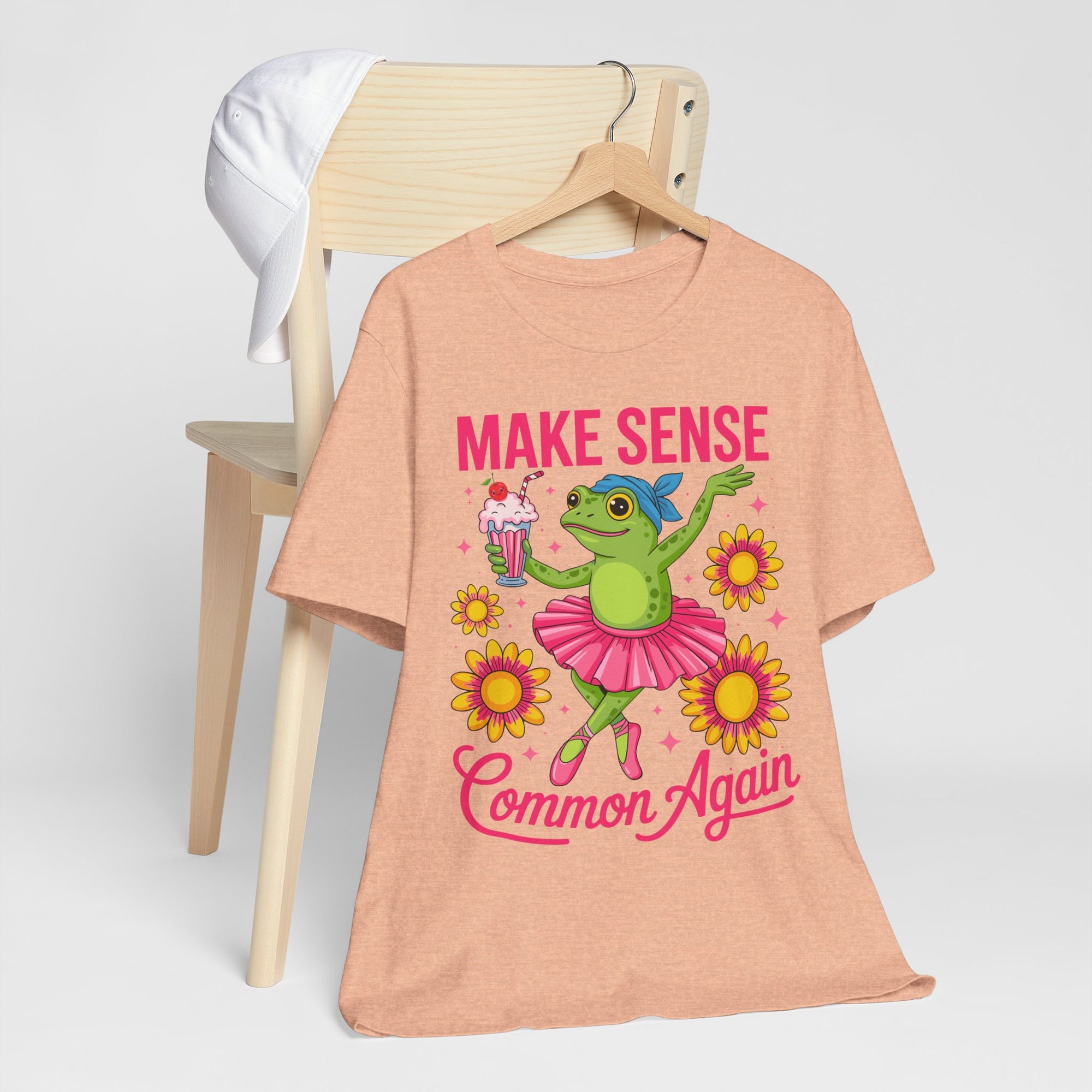 Make Sense Common Again T‑Shirt — Cute Dancing Frog Graphic Tee