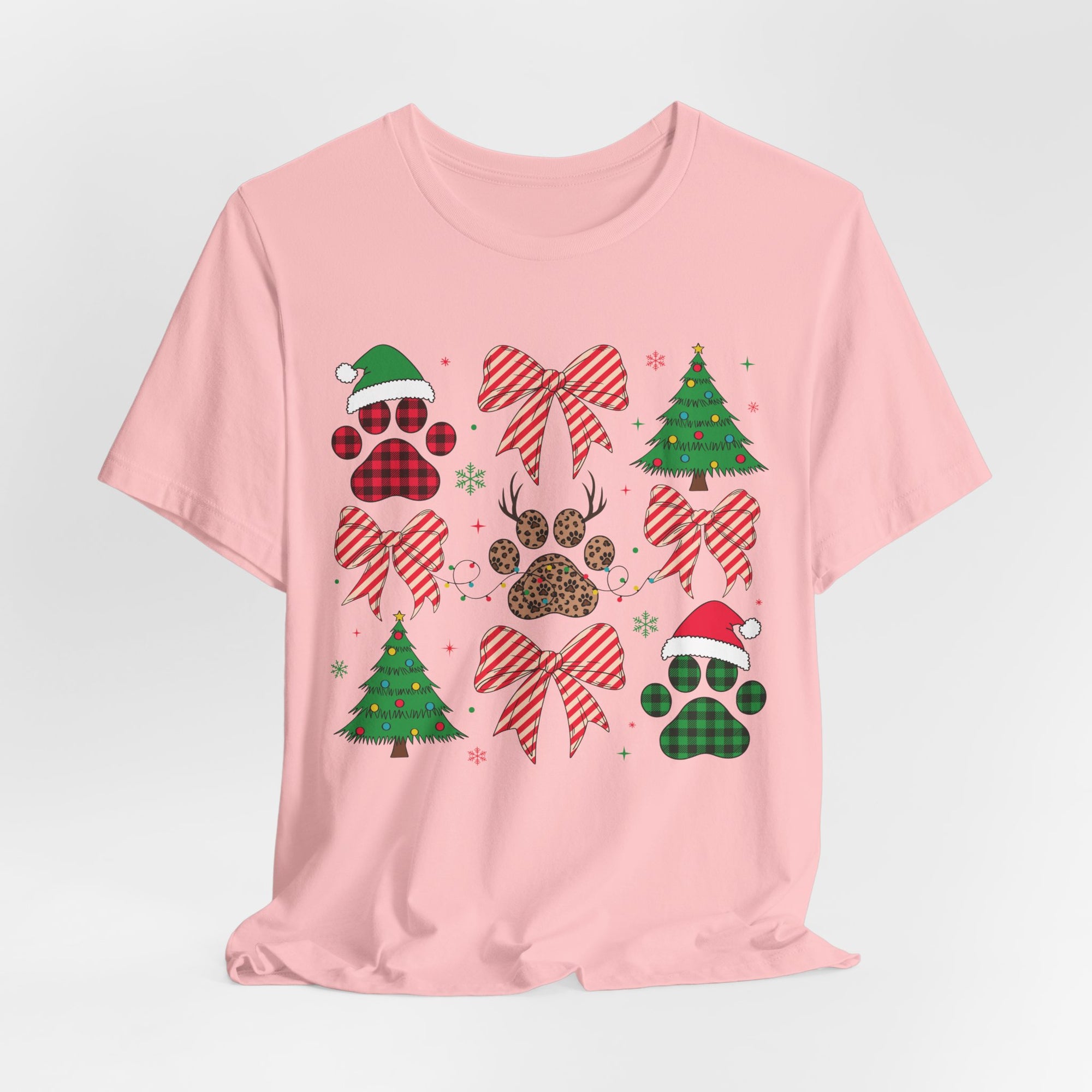Festive Pet Lover Tee - Christmas Celebration Shirt, Holiday Gift for Dog Owners, Cute Winter Apparel, Paw Print T-Shirt, Unisex
