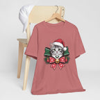 Festive Cat Christmas Tee, Cat Lover Gift, Holiday Shirt, Unisex T-Shirt