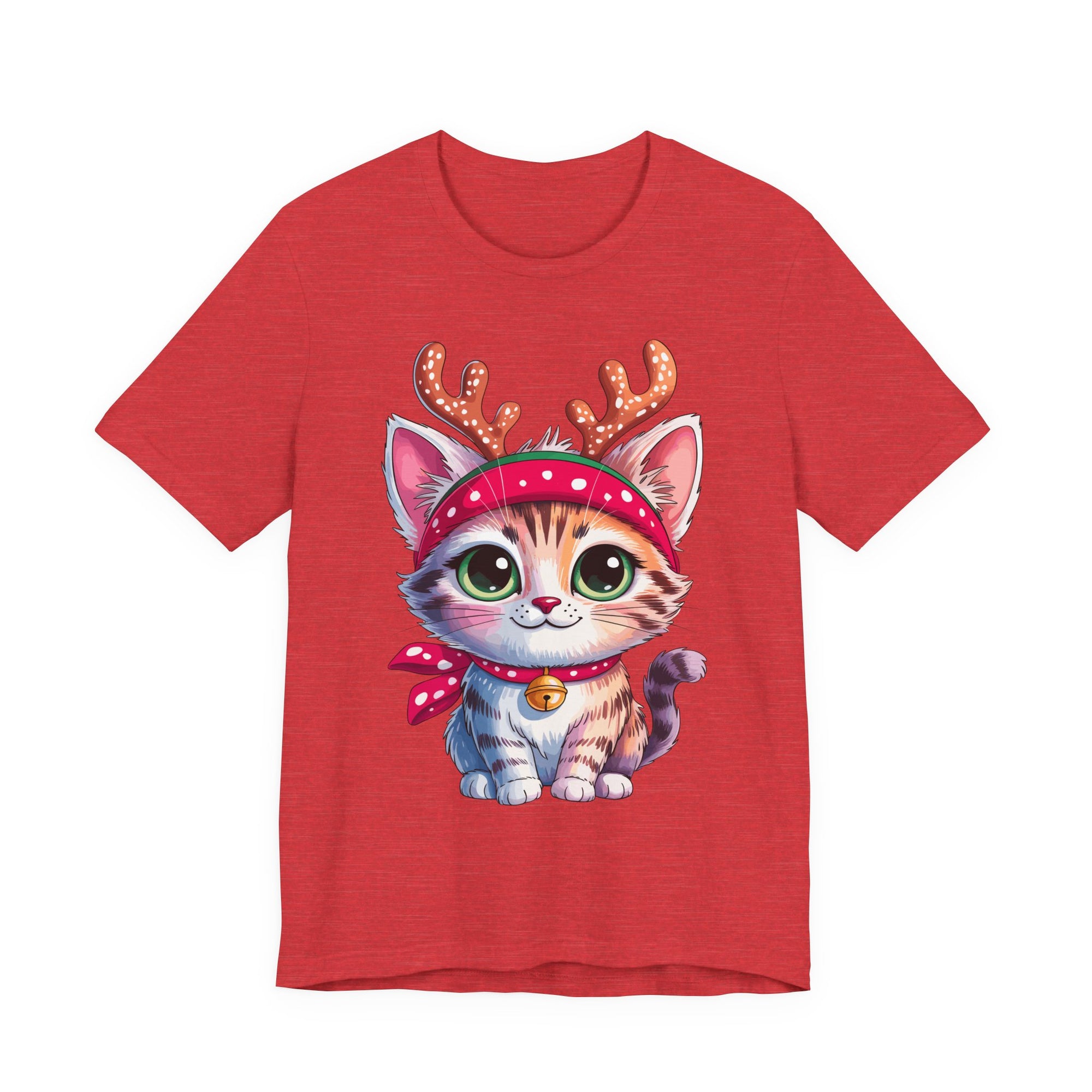 Cute Cat Holiday Tee Shirt, Unisex Cat Lover Gift, Christmas T-Shirt, Animal Graphic Tee, Fun Holiday Apparel