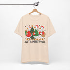 Festive Merry Goose T-Shirt, Christmas Tee, Holiday Apparel, Funny Gift, Unisex Tee, Seasonal Shirt