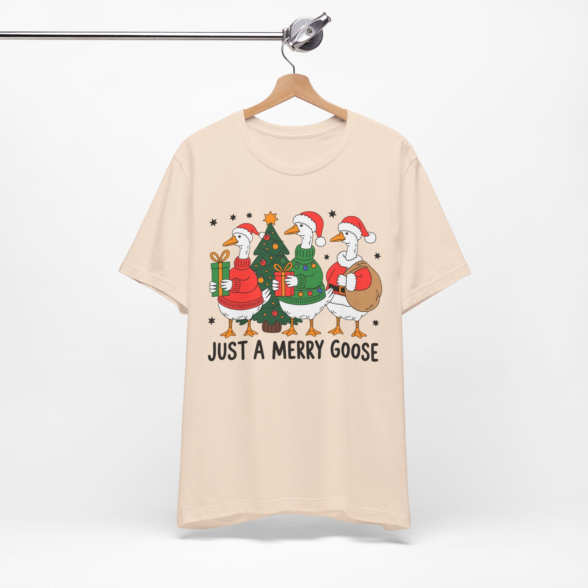 Festive Merry Goose T-Shirt, Christmas Tee, Holiday Apparel, Funny Gift, Unisex Tee, Seasonal Shirt
