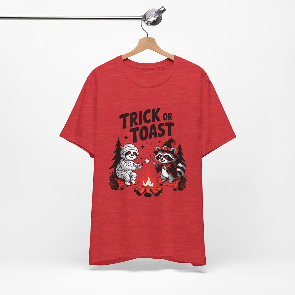 Graphic Tee for Outdoor Lovers - Trick or Toast Sloth & Raccoon, Perfect Fall Gift