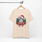 Festive Cat Christmas Tee, Cat Lover Gift, Holiday Shirt, Unisex T-Shirt