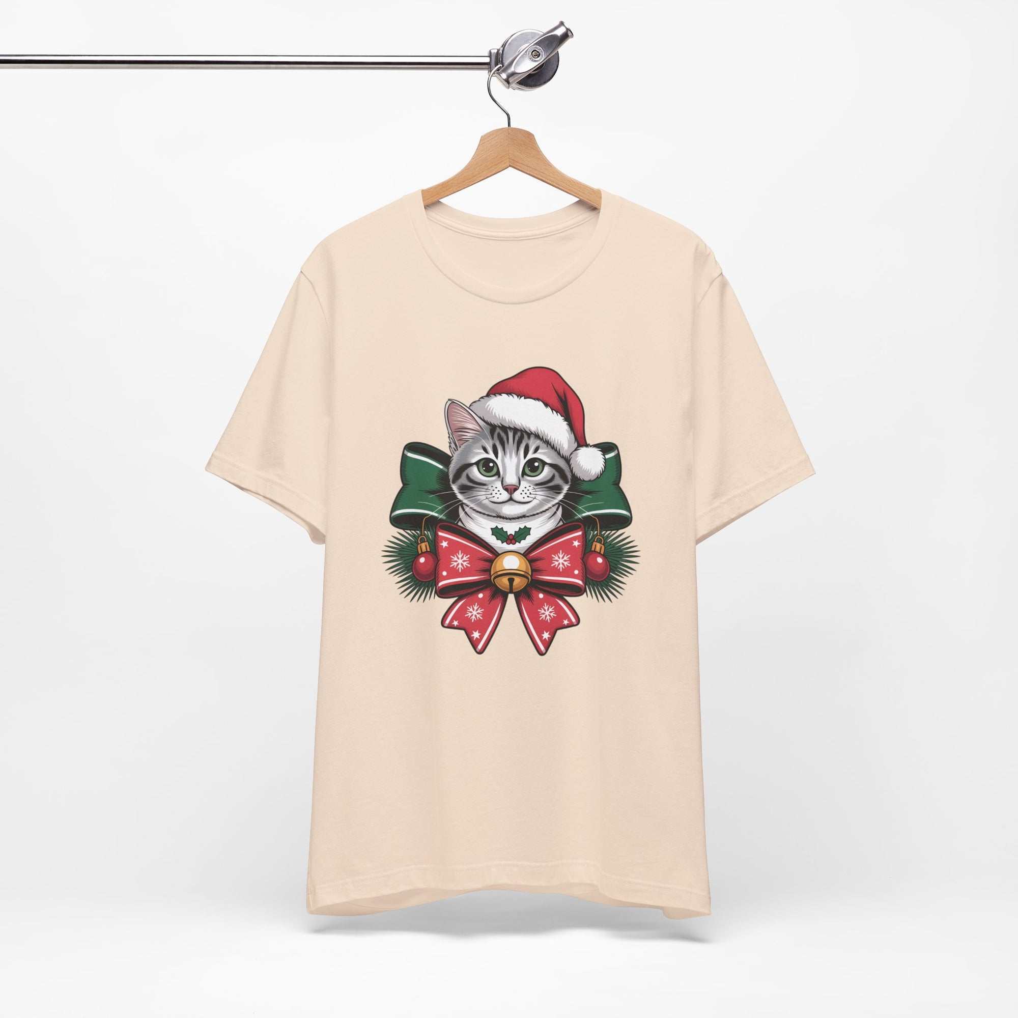 Festive Cat Christmas Tee, Cat Lover Gift, Holiday Shirt, Unisex T-Shirt