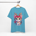 Cute Cat Holiday Tee Shirt, Unisex Cat Lover Gift, Christmas T-Shirt, Animal Graphic Tee, Fun Holiday Apparel