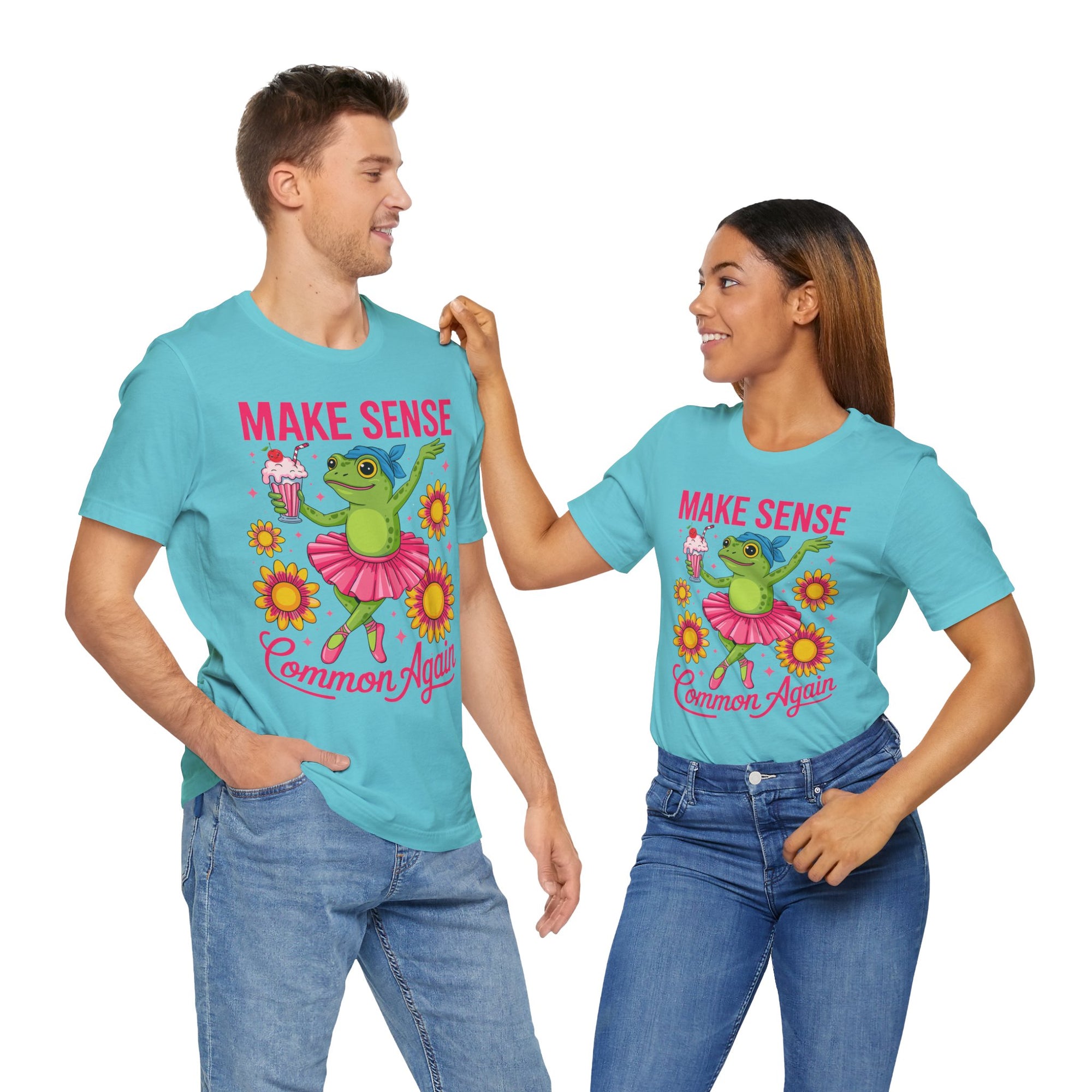 Make Sense Common Again T‑Shirt — Cute Dancing Frog Graphic Tee