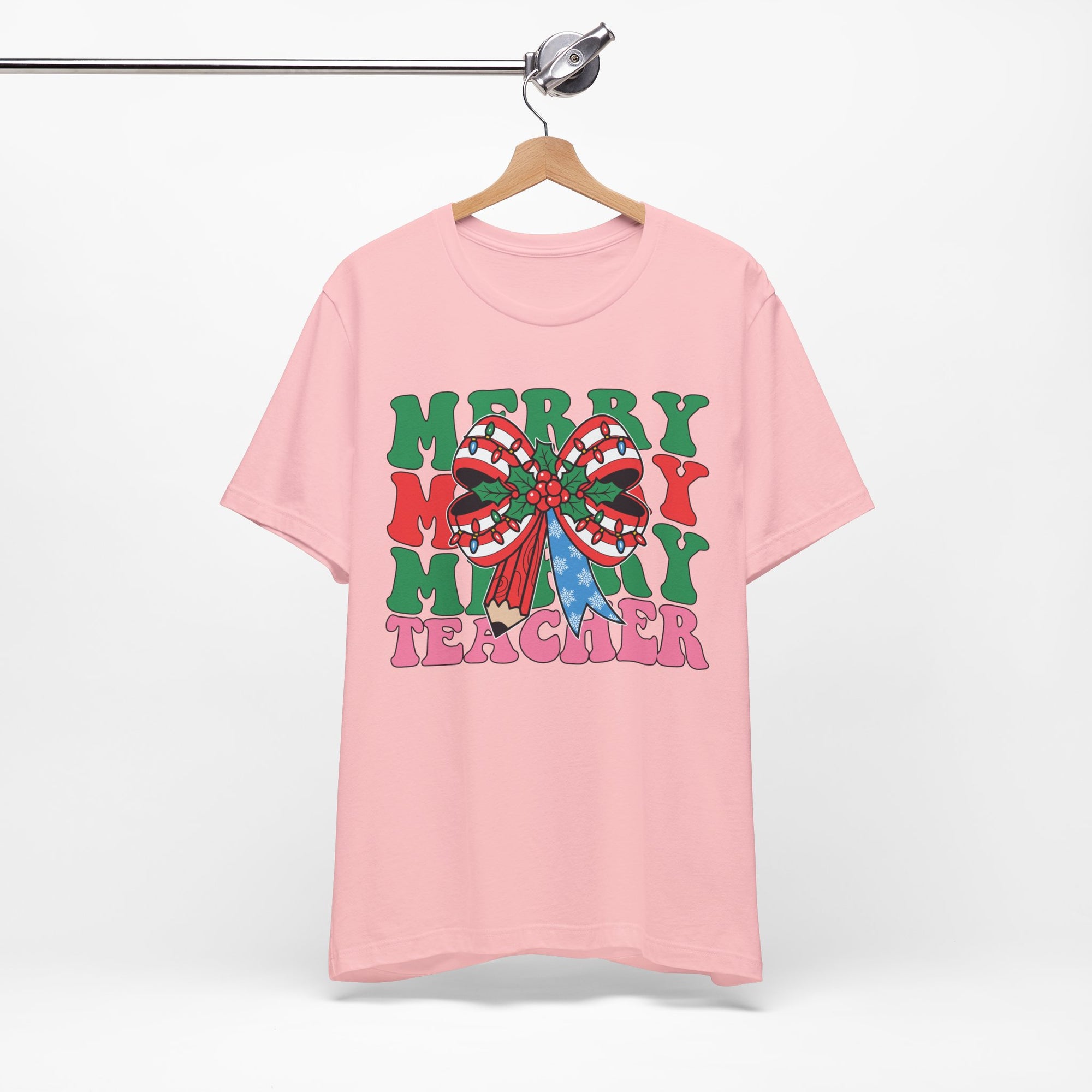 Merry Teacher T-Shirt | Cute Holiday Tee for Educators, Christmas Gift, Teacher Appreciation, Casual Wear, Festive Apparel