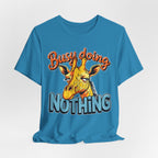 Funny Giraffe Busy Doing Nothing Lazy Animal Cartoon Design Unisex Jersey Short Sleeve Tee
