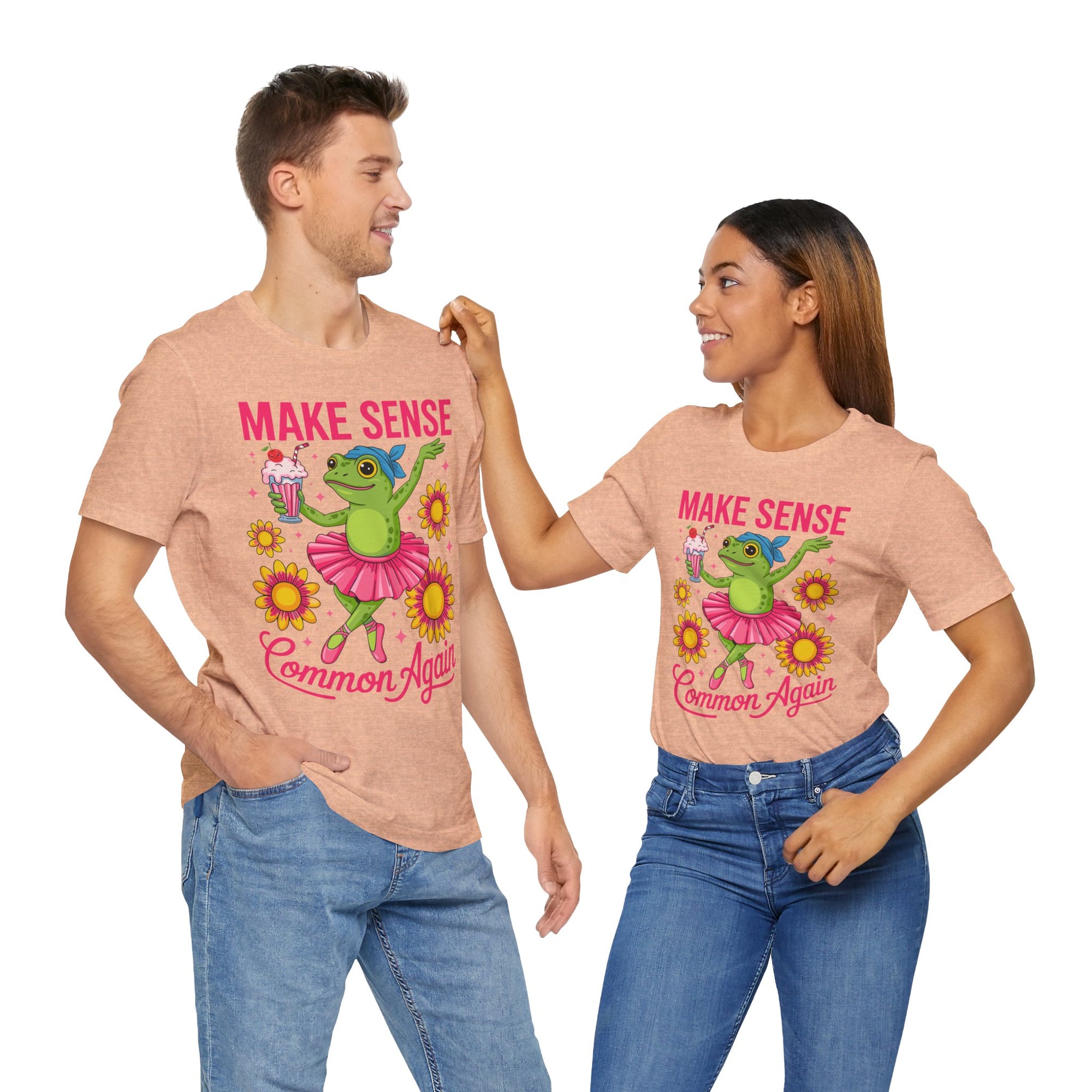 Make Sense Common Again T‑Shirt — Cute Dancing Frog Graphic Tee