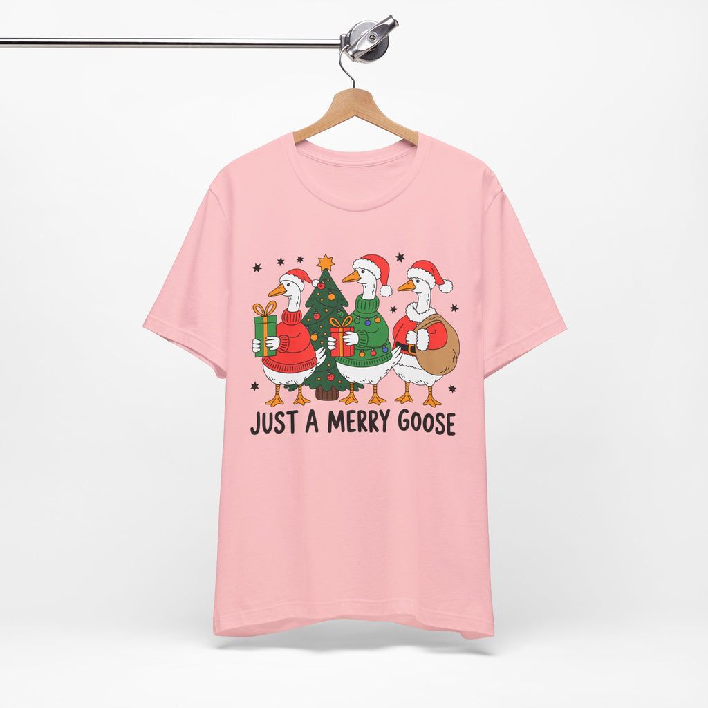 Festive Merry Goose T-Shirt, Christmas Tee, Holiday Apparel, Funny Gift, Unisex Tee, Seasonal Shirt