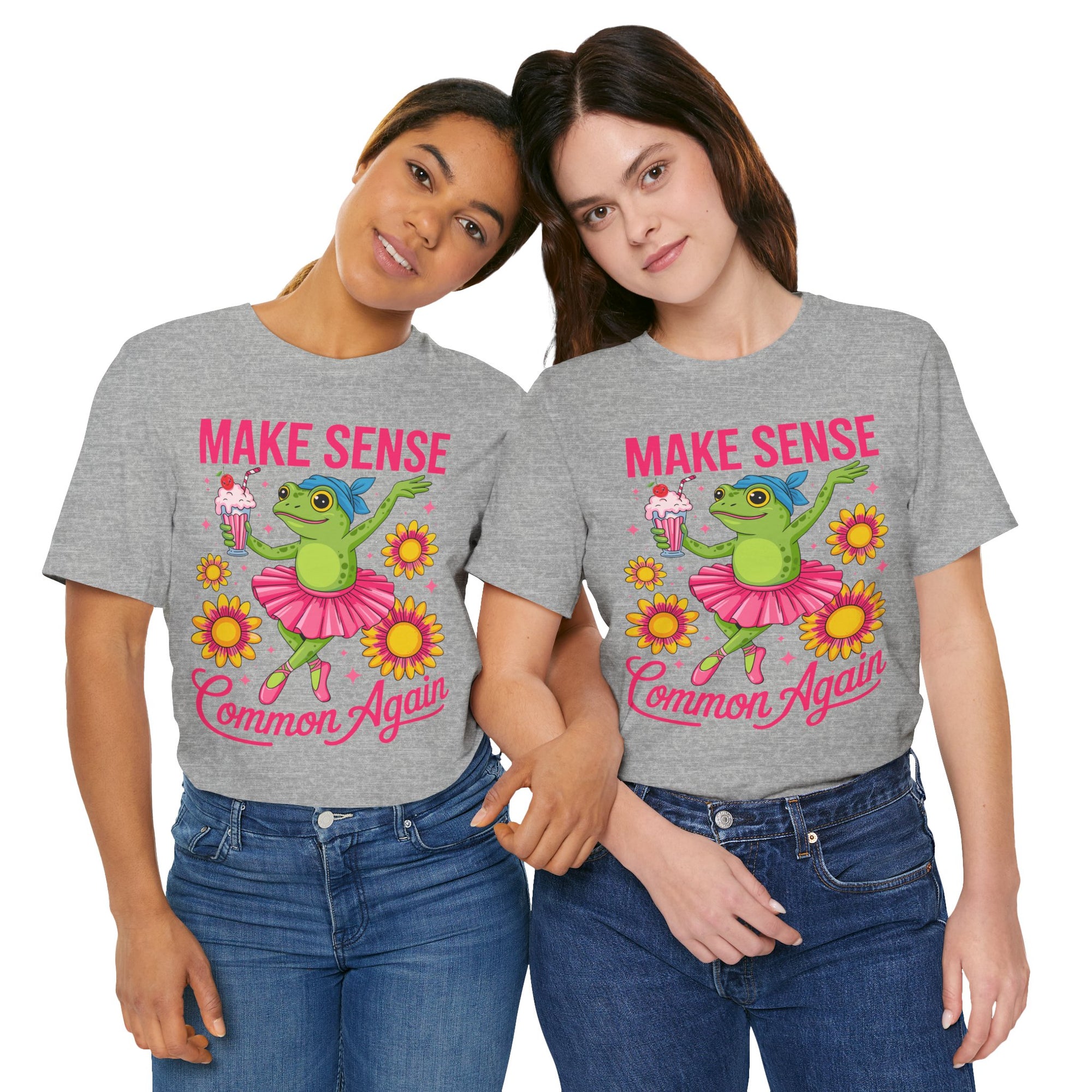 Make Sense Common Again T‑Shirt — Cute Dancing Frog Graphic Tee