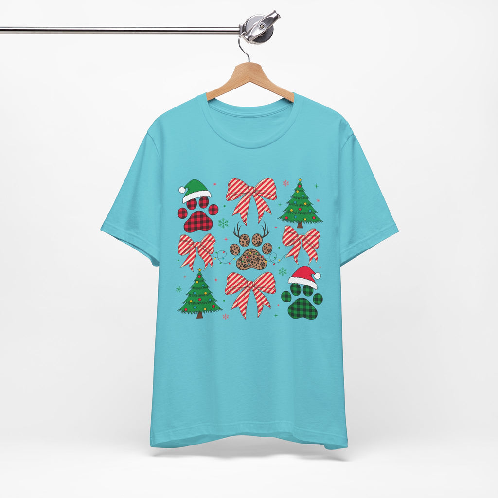 Festive Pet Lover Tee - Christmas Celebration Shirt, Holiday Gift for Dog Owners, Cute Winter Apparel, Paw Print T-Shirt, Unisex
