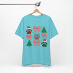 Festive Pet Lover Tee - Christmas Celebration Shirt, Holiday Gift for Dog Owners, Cute Winter Apparel, Paw Print T-Shirt, Unisex