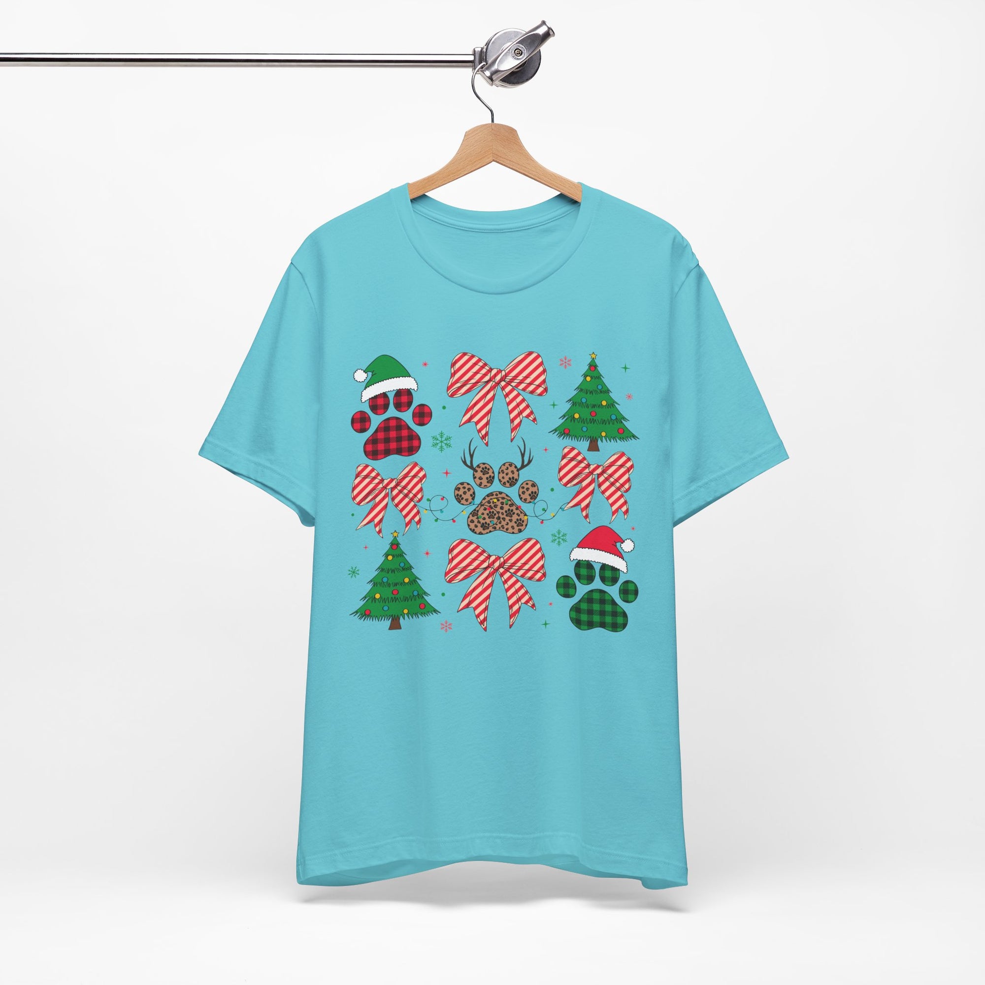 Festive Pet Lover Tee - Christmas Celebration Shirt, Holiday Gift for Dog Owners, Cute Winter Apparel, Paw Print T-Shirt, Unisex