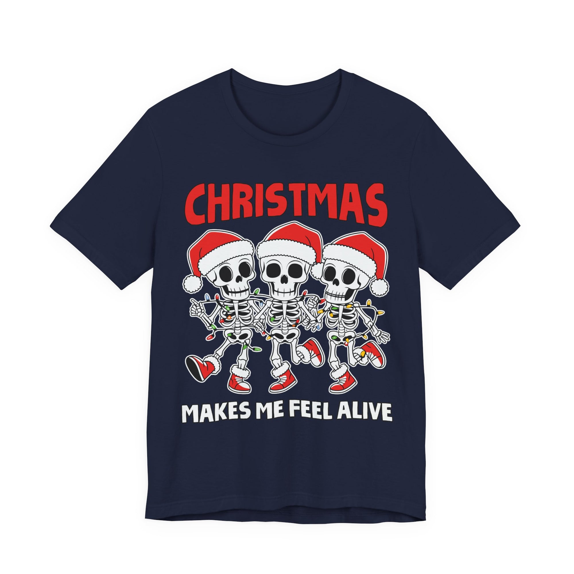 Skeleton Christmas Tee, Holiday Shirt, Unisex Christmas T-Shirt, Fun Winter Apparel, Party Outfit.