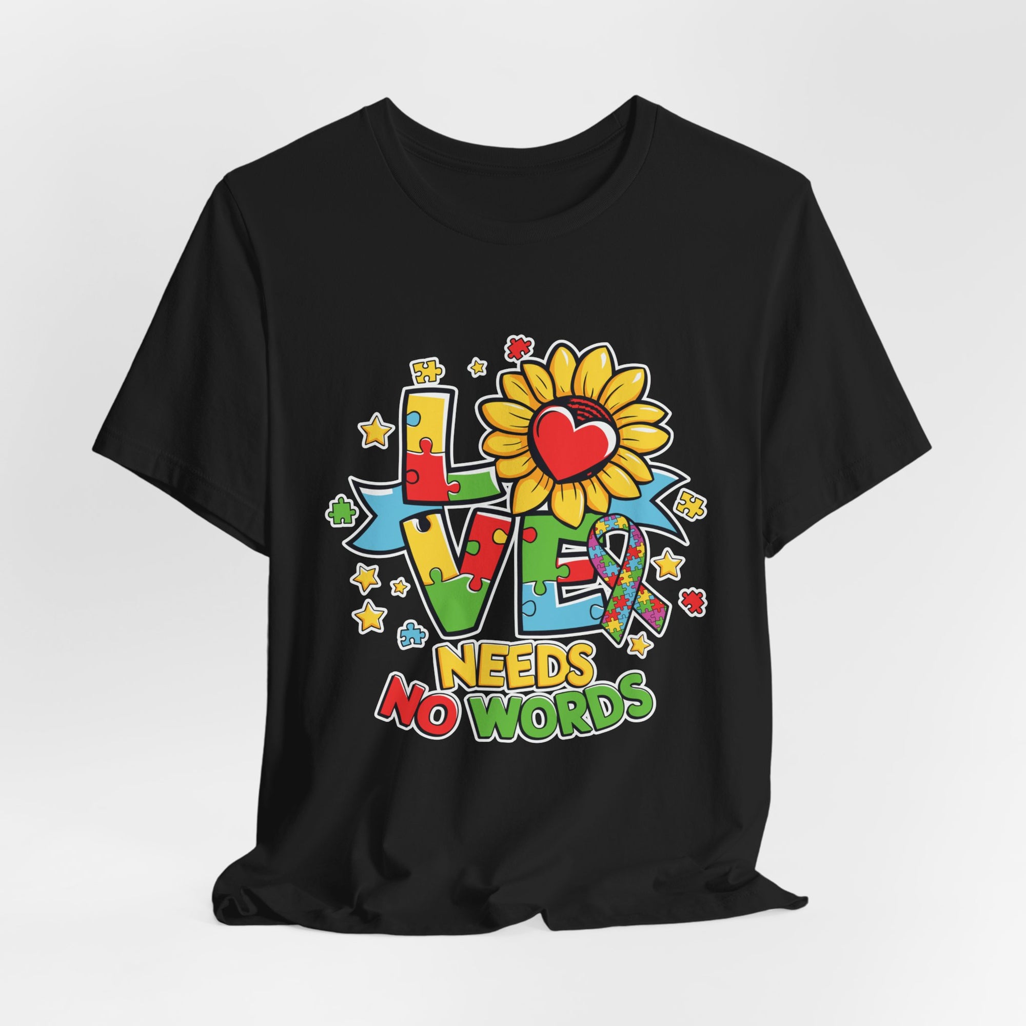 Colorful Love Needs No Words Tee, Unisex Graphic Tee